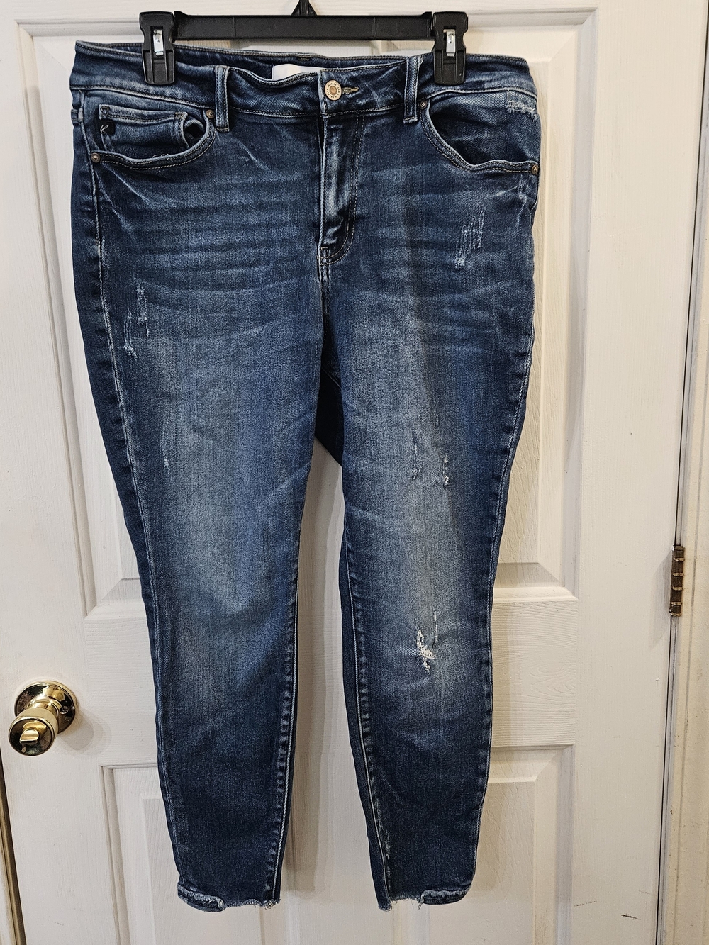 KanCan Women's Distressed Skinny Jeans XL Wash Raw Hem  Ankle